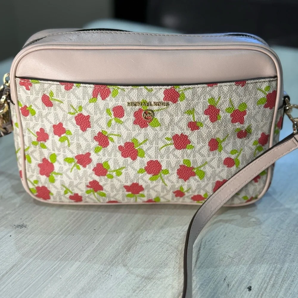 Michael Kors Pink Crossbody Bag with Red Strawberry Print